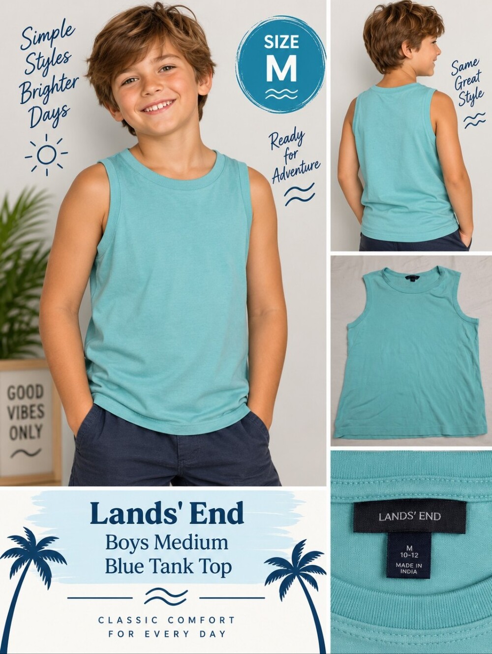Lands end boys medium blue tank top #25